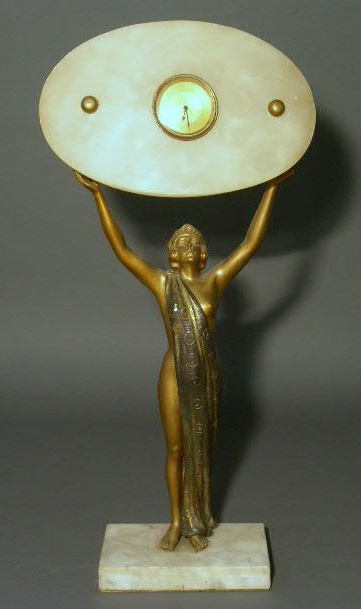 Appraisal: Art Nouveau clock c with female figure marked Germany h