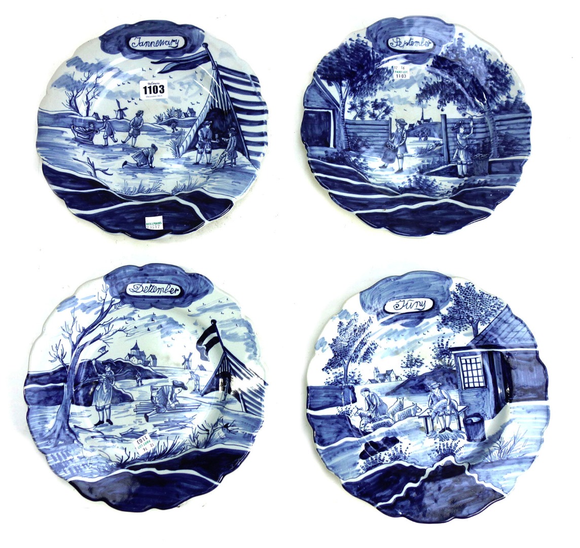 Appraisal: A set of twelve Dutch Delft calendar plates early th