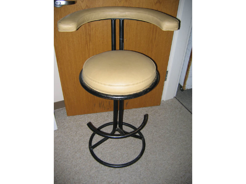 Appraisal: PAIR OF BARSTOOLS Black enameled metal frame with horseshoe form