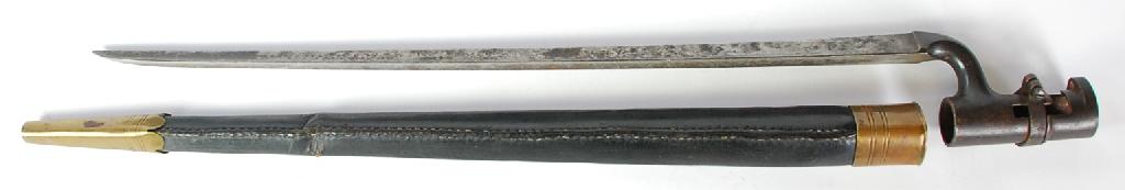 Appraisal: NINETEENTH CENTURY STEEL TRIANGULAR FORM SOCKET BAYONET with fullered blade