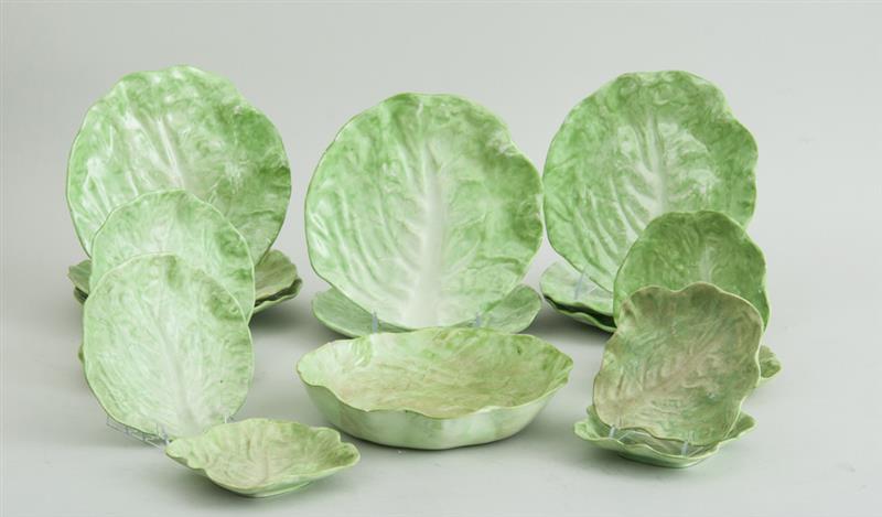 Appraisal: SET OF EIGHT LETTUCE LEAF POTTERY LUNCH PLATES EIGHT ASSEMBLED