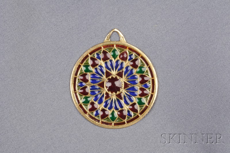 Appraisal: kt Gold and Plique-a-Jour Enamel Pendant Charm Cartier France with