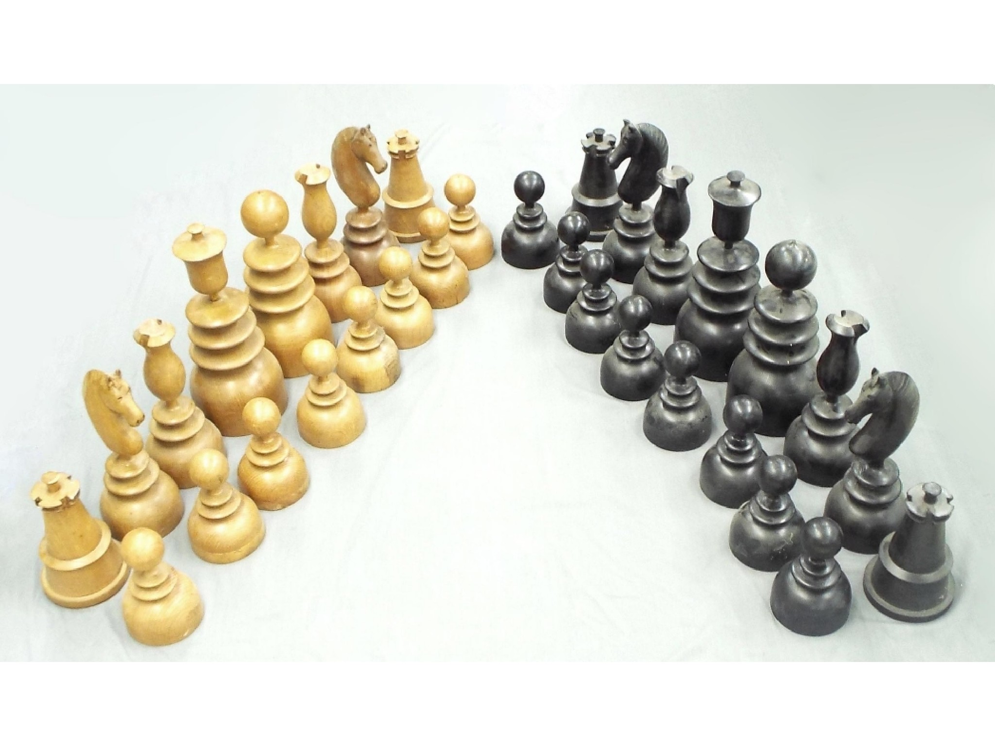 Appraisal: Giant turned wooden novelty chess set height of king cm