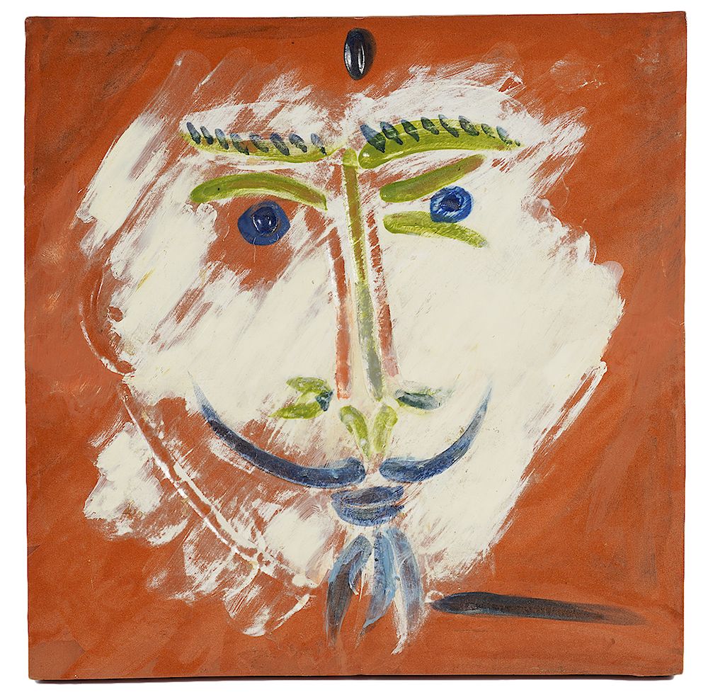 Appraisal: Pablo Picasso Large Tile 'Visage a la Barbiche' Pablo Picasso