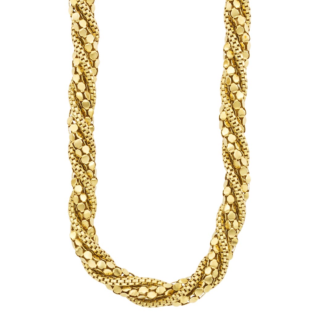 Appraisal: Long Braided Gold Mesh Necklace kt ap dwts Length inches