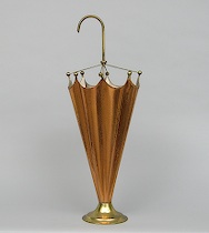 Appraisal: Art Nouveau Copper Umbrella Stand ca Hammered copper with brass