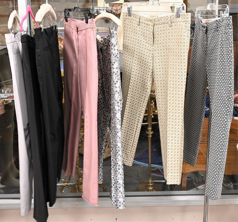 Appraisal: Seven Pairs of Designer Pants designers include Hermes Chanel Etro