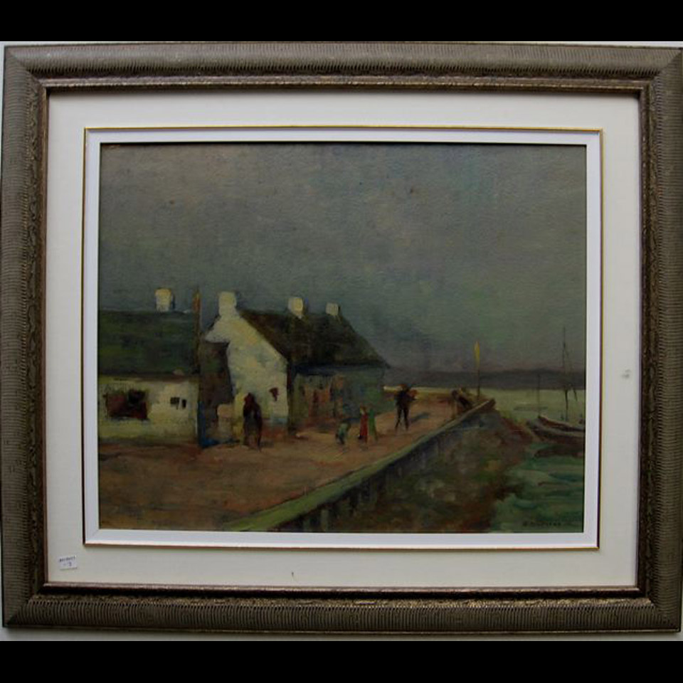 Appraisal: HARBOUR SCENE KLEMENT OLSANSKY - CANADIAN OIL ON BOARD Height