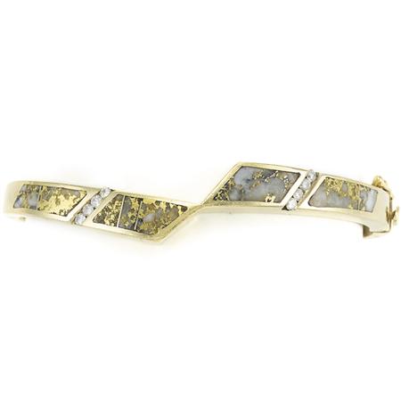 Appraisal: Gold Quartz and Diamond Bangle Bracelet Estimate -