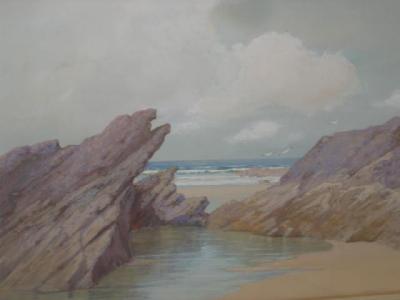 Appraisal: F G TREWEEK Coastal Scene signed x gilt frame