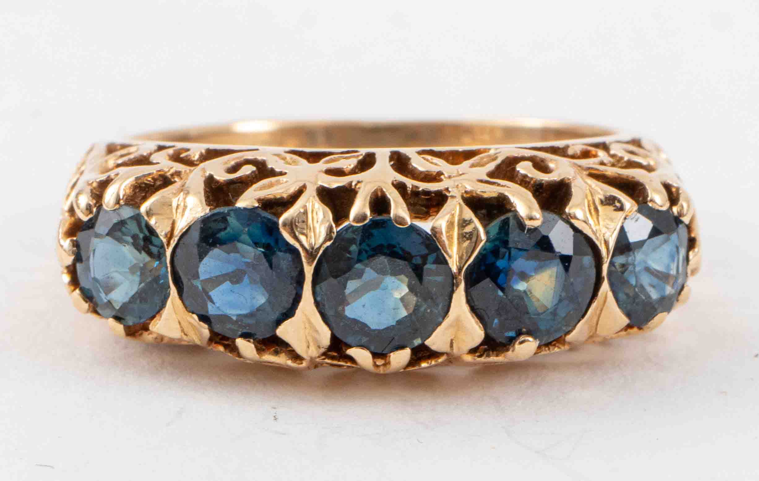 Appraisal: VINTAGE K YELLOW FIVE STONE TOPAZ FILIGREE RING Vintage K