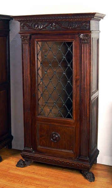 Appraisal: CARVED MAHOGANY SIDE CABINET WITH LION FEET Perfectly suited for