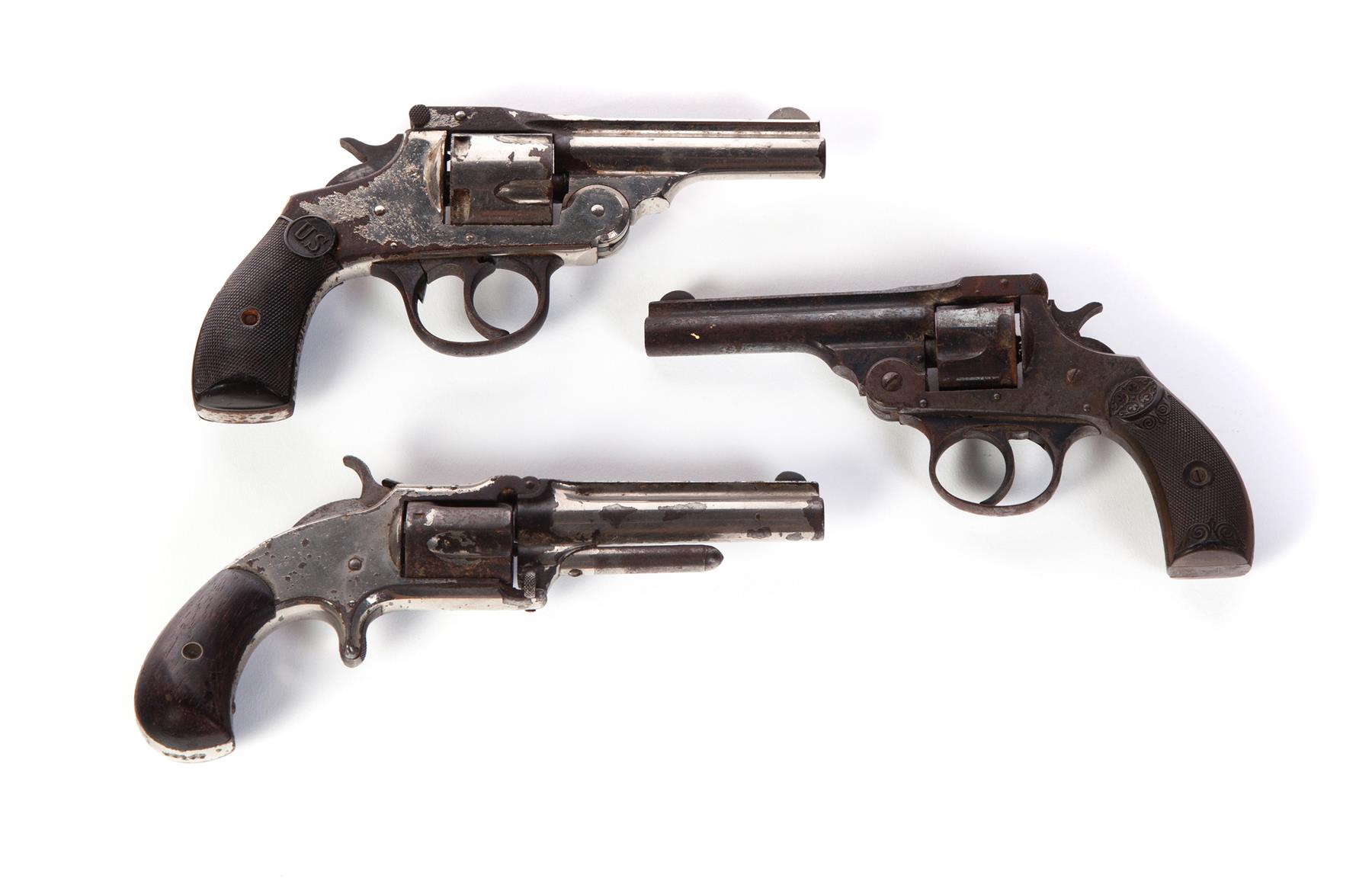 Appraisal: THREE AMERICAN REVOLVERS Pre- US Revolvers Company five-shot barrel length