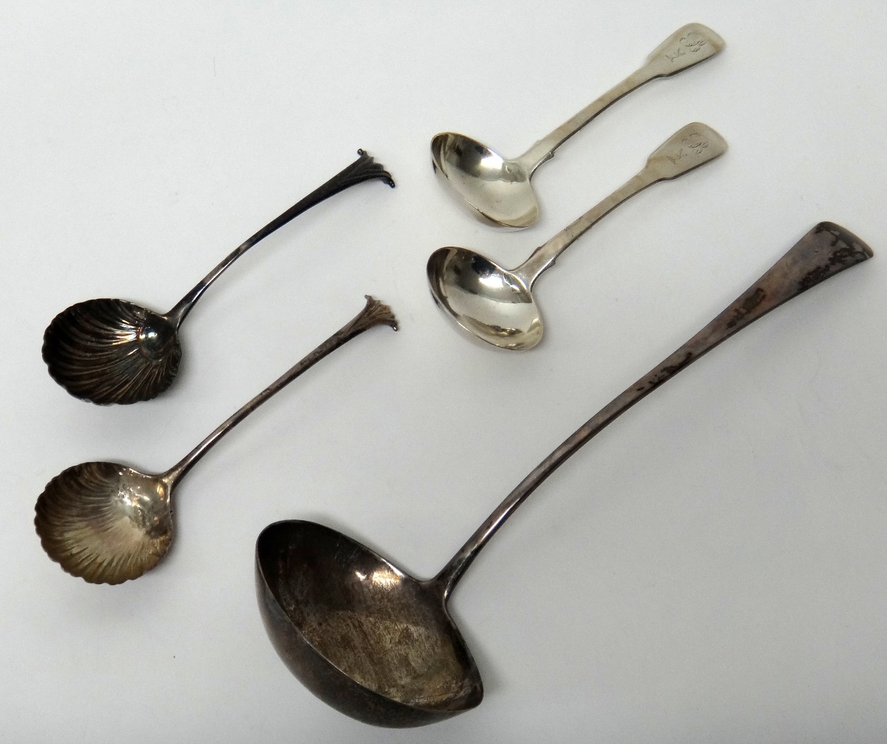 Appraisal: Silver flatware comprising an Old English pattern soup ladle a