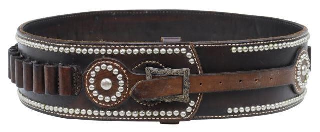 Appraisal: Western studded leather ammunition belt Lyle Henderson Kearney Nebraska with