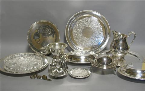 Appraisal: GROUP OF SILVER PLATED SERVING PIECES Including two vegetable dishes