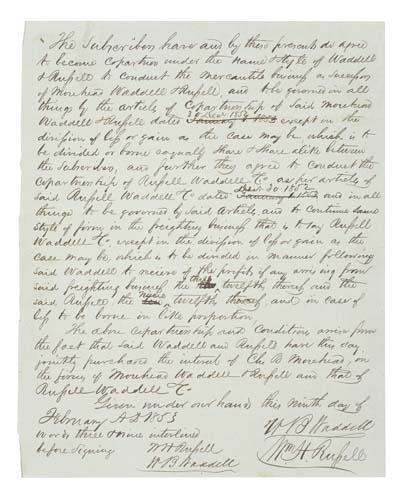 Appraisal: PONY EXPRESS Waddell William B and Russell William H Manuscript