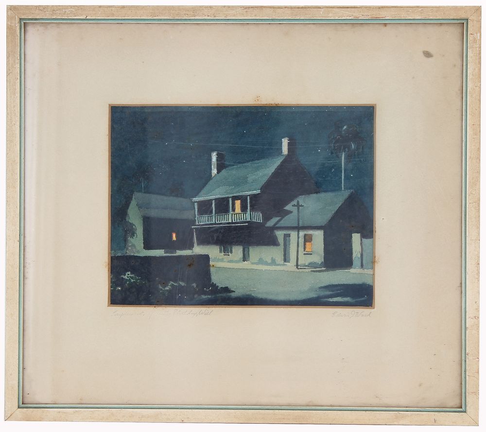 Appraisal: Ward Nocturn American School Watercolor of House Ward Nocturn American