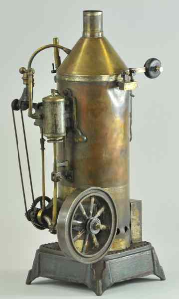 Appraisal: FALK VERTICAL STEAM ENGINE Germany Falk brass boiler sight glass