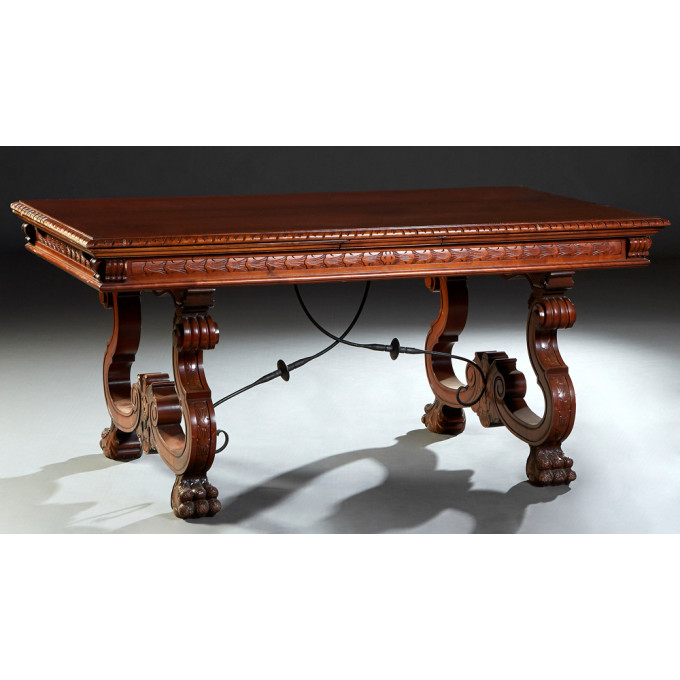 Appraisal: Spanish Carved Beech Renaissance Style Dining Table th c the