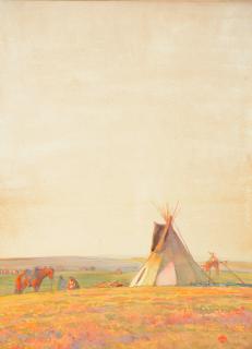 Appraisal: Maynard Dixon - Prairie Evening gouache on paper inchessigned and