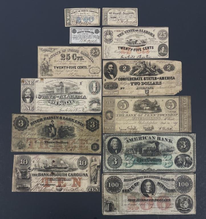 Appraisal: Obsolete Currency Notes Inc Confederate State of North Carolina cents