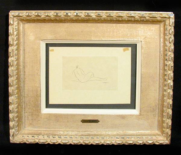 Appraisal: After Amedeo Modigliani Reclining Nude Etching posthumous printing framed x