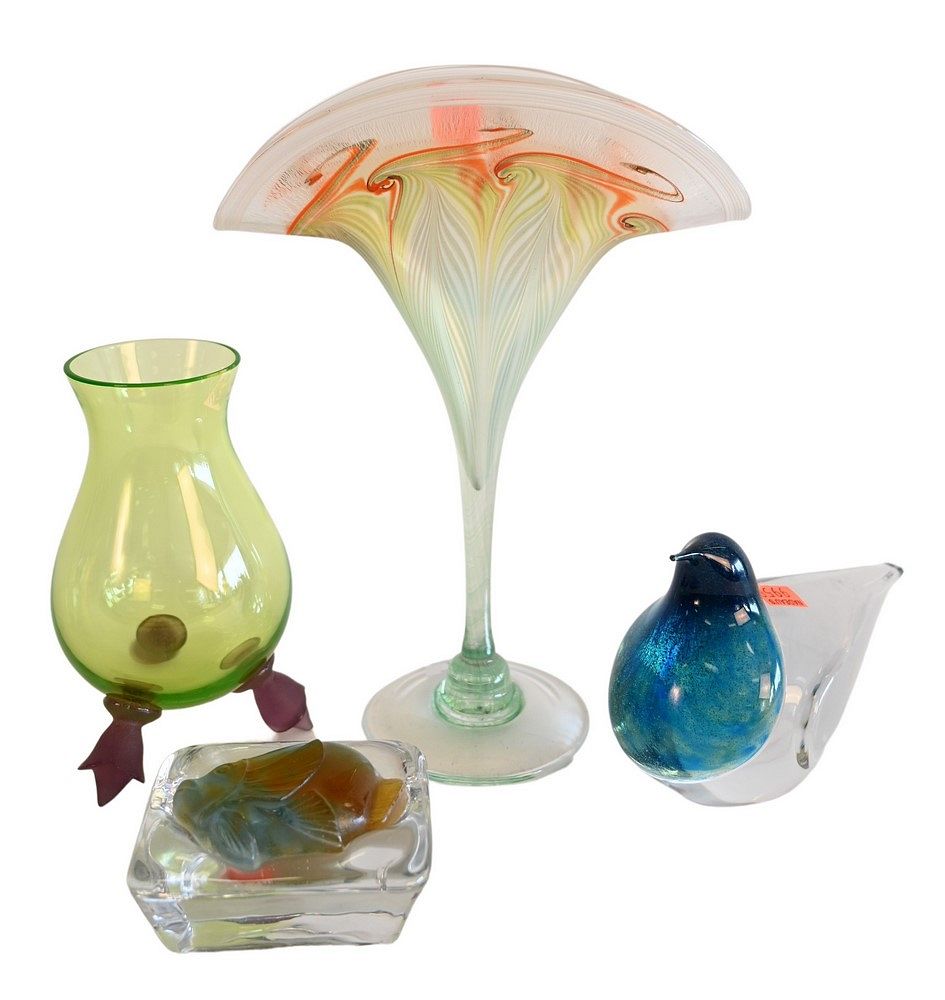 Appraisal: Four Piece Art Glass Group to include Vandermark art glass