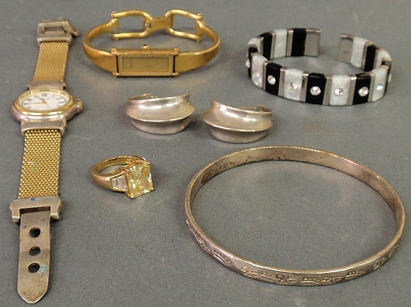 Appraisal: Group of silver vermeil etc ladies jewelry and accessories Gucci