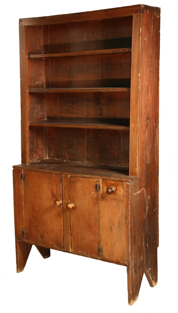 Appraisal: CANT BACK CUPBOARD - Primitive Maine Pumpkin Pine Open Top