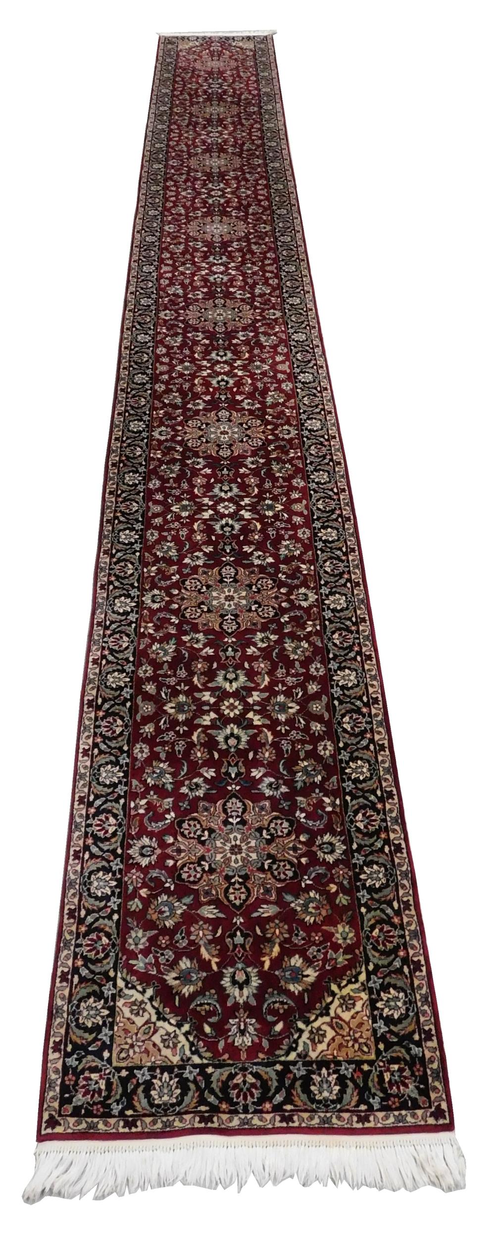 Appraisal: RUG Modern Persian design runner wool on cotton deep red