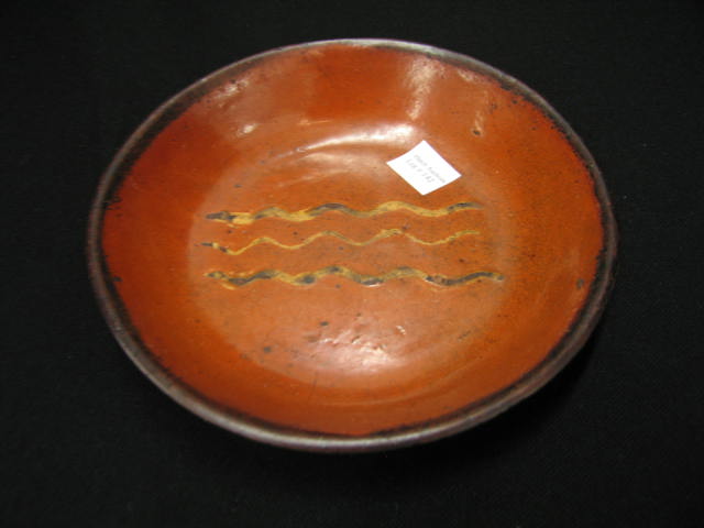 Appraisal: Early Pennsylvania Redware Bowl triple wavy line decor