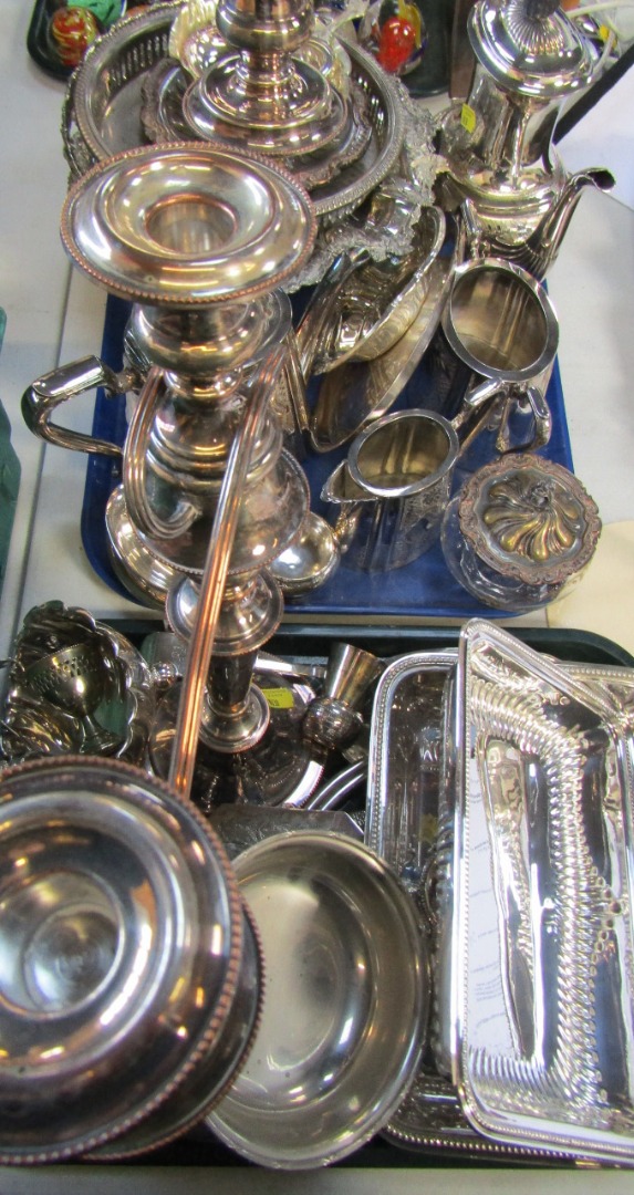 Appraisal: A large group of electro plated wares including three branch