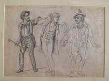 Appraisal: A pen and ink drawing of three young gentlemen in