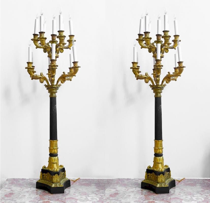 Appraisal: A very large pair of thc French Empire period light