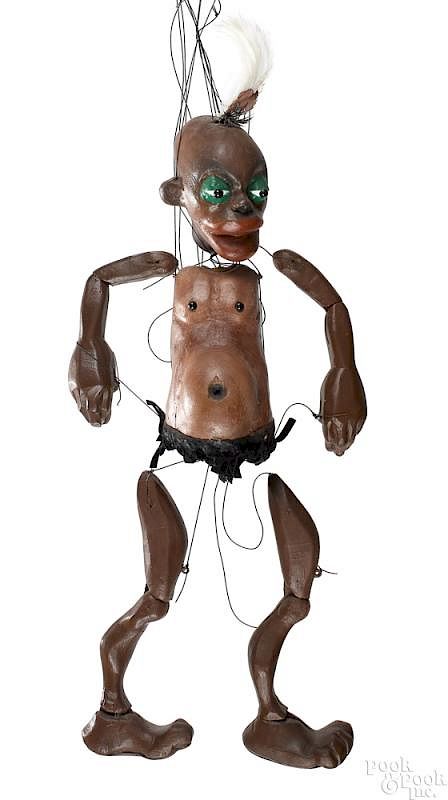 Appraisal: Painted wood Native American marionette Painted wood and composition Native