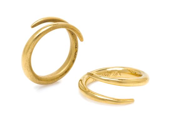 Appraisal: Sale Lot A Pair of Karat Yellow Gold Rings Heston