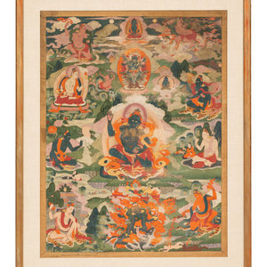 Appraisal: A Tibetan Thangka TH TH CENTURY painted to depict various