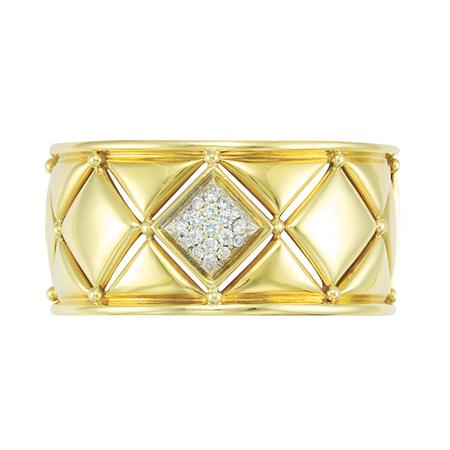 Appraisal: Gold and Diamond Cuff Bangle Bracelet Estimate -