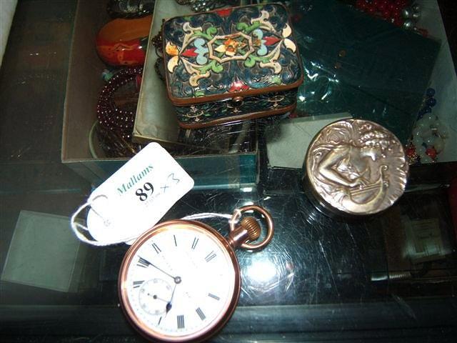 Appraisal: A rolled gold pocket watch the enamelled dial with Roman