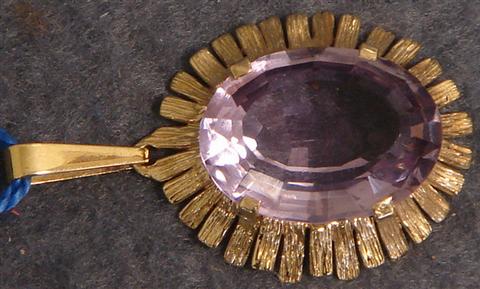 Appraisal: K YG pendant pale amethyst colored stone perhaps zircon dwt