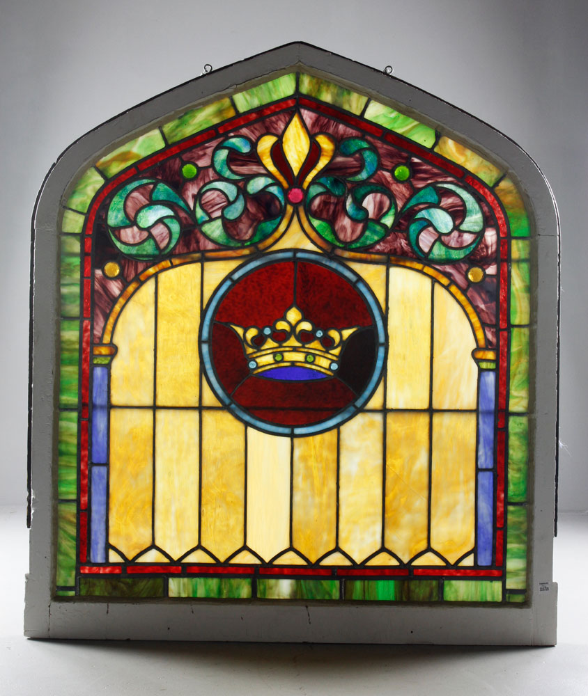 Appraisal: - Stained Glass Window Stained glass window from a th