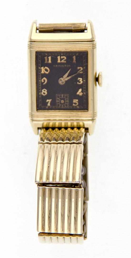 Appraisal: Rare Hamilton Otis Reverso gentleman's wristwatch K gold-filled movement marked