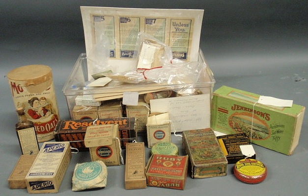 Appraisal: Box lot of elixirs ointments and pain medicines