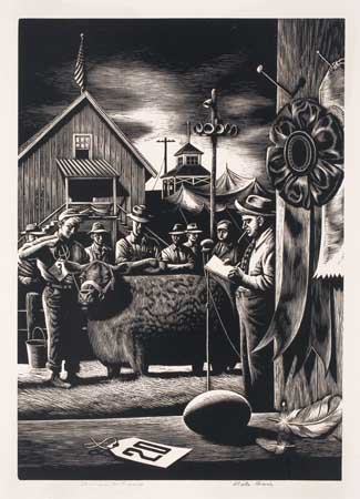 Appraisal: STEVAN DOHANOS Three prints State Fair wood engraving Edition of