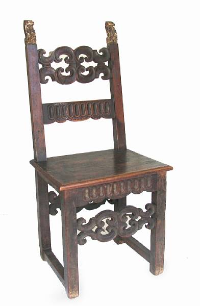 Appraisal: An Italian Baroque carved walnut side chair height in width