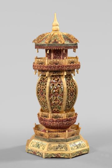 Appraisal: Kuang Hsu Tinted Bone Pagoda Lantern first quarter th century