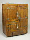 Appraisal: ICE BOX - Early th C oak three door ice