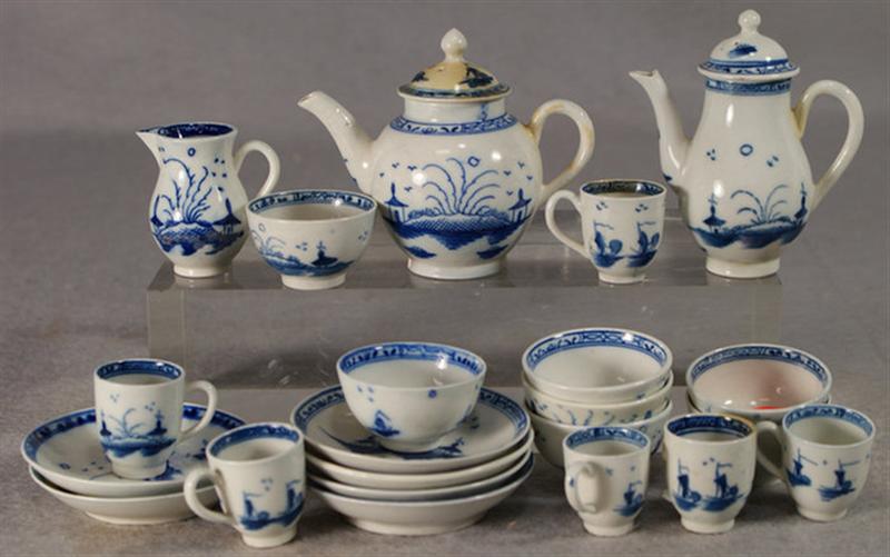 Appraisal: pc English soft paste porcelain miniature tea set with blue