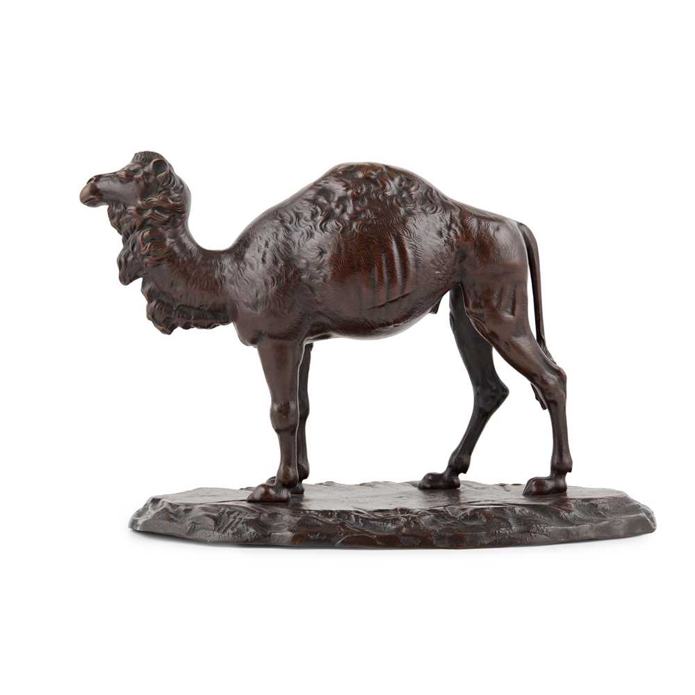 Appraisal: FRENCH ANIMALIER BRONZE DROMEDARY CAMEL medium bronze patina on a